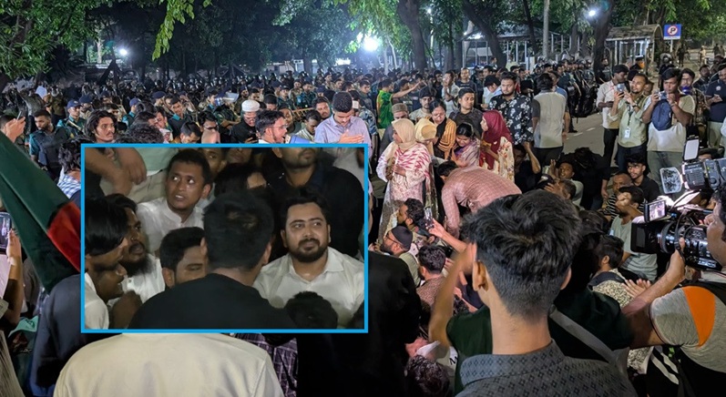 আওয়ামী লীগ নিষিদ্ধের দাবিতে যমুনার সামনে এনসিপির মধ্যরাতের বিক্ষোভ