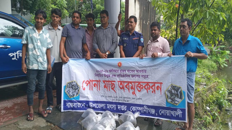 কোম্পানীগঞ্জে পোনা মাছ অবমুক্তকরণ
