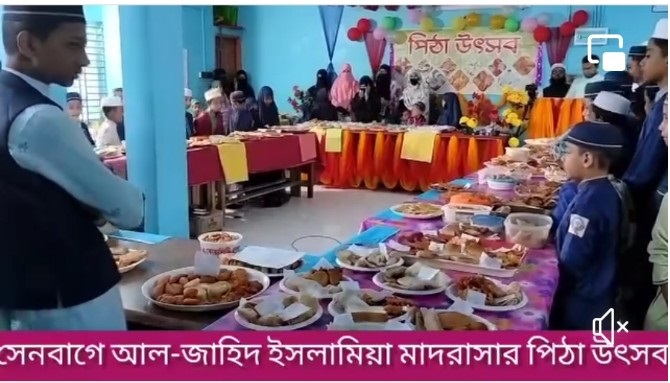সেনবাগে আল জাহিদ মাদ্রসার পিঠা উৎসব